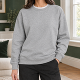 Oversized Sweatshirt with Ribbed Trim and Round Neck