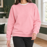 Oversized Sweatshirt with Ribbed Trim and Round Neck