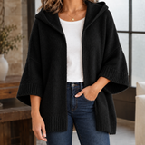 Oversized Hooded Open-Front Cardigan with Wide Sleeves