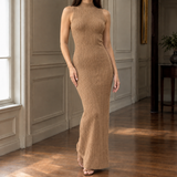 Ribbed Knit Bodycon Maxi Dress with Mock Neck