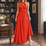 Halter Maxi Dress with Cut-Out and Wrap Waist