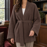 Belted Cardigan with Open Front and Wide Sleeves