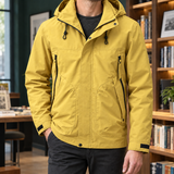 Zip-Front Jacket with Drawstring Hood and Multiple Pockets