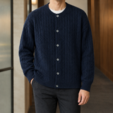 Ribbed Cable Knit Cardigan with Button Front