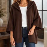 Oversized Hooded Open-Front Cardigan with Wide Sleeves