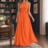 Halter Maxi Dress with Cut-Out and Wrap Waist