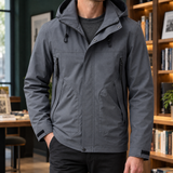 Zip-Front Jacket with Drawstring Hood and Multiple Pockets