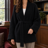 Belted Cardigan with Open Front and Wide Sleeves
