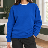 Oversized Sweatshirt with Ribbed Trim and Round Neck