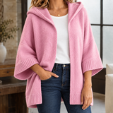 Oversized Hooded Open-Front Cardigan with Wide Sleeves
