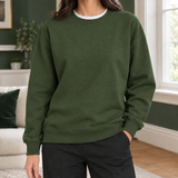 Oversized Sweatshirt with Ribbed Trim and Round Neck