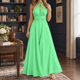 Halter Maxi Dress with Cut-Out and Wrap Waist