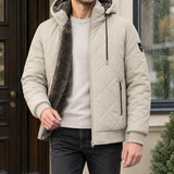 Quilted Puffer Jacket with Faux Fur Hood and Drawstring