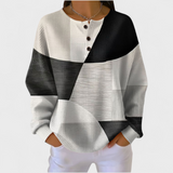 Women's Christmas Sweater with Festive Print and Henley Neckline