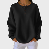 Women's Christmas Sweater with Festive Print and Henley Neckline