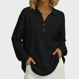 Women's Christmas Sweater with Festive Print and Henley Neckline