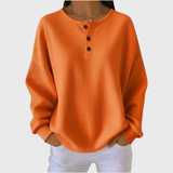 Women's Christmas Sweater with Festive Print and Henley Neckline