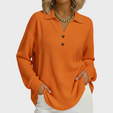 Women's Christmas Sweater with Festive Print and Henley Neckline