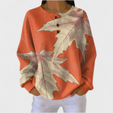 Women's Christmas Sweater with Festive Print and Henley Neckline