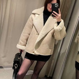 Sherpa Collar Button-Front Jacket with Side Pockets