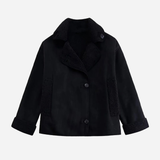 Sherpa Collar Button-Front Jacket with Side Pockets