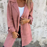 Women's Long Cardigan with Notched Lapels and Button Front for Everyday Wear