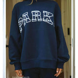 Oversized Varsity Graphic Sweatshirt with Mock Neck