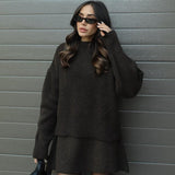 Oversized Knit Sweater Two-Piece Skirt Set