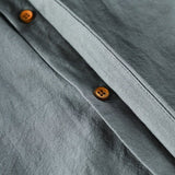 Mandarin Collar Shirt with Button Front and Long Sleeves