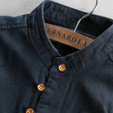 Mandarin Collar Shirt with Button Front and Long Sleeves