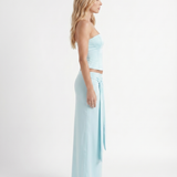 Strapless Corset Top and Tie-Waist Wrap Maxi Skirt Set