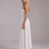 Corset A-Line Midi Dress with Square Neck and Spaghetti Straps
