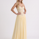 Lace Corset Maxi Dress with Spaghetti Straps and Sweetheart Neckline