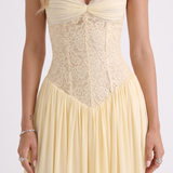 Lace Corset Maxi Dress with Spaghetti Straps and Sweetheart Neckline