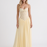 Lace Corset Maxi Dress with Spaghetti Straps and Sweetheart Neckline