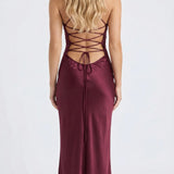 Sweetheart Sequin Bustier Maxi Dress with Halter Strap