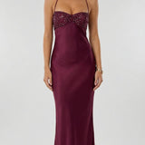 Sweetheart Sequin Bustier Maxi Dress with Halter Strap