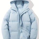 Hooded Puffer Jacket with Zip-Front and Drawstring Hem