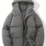 Hooded Puffer Jacket with Zip-Front and Drawstring Hem