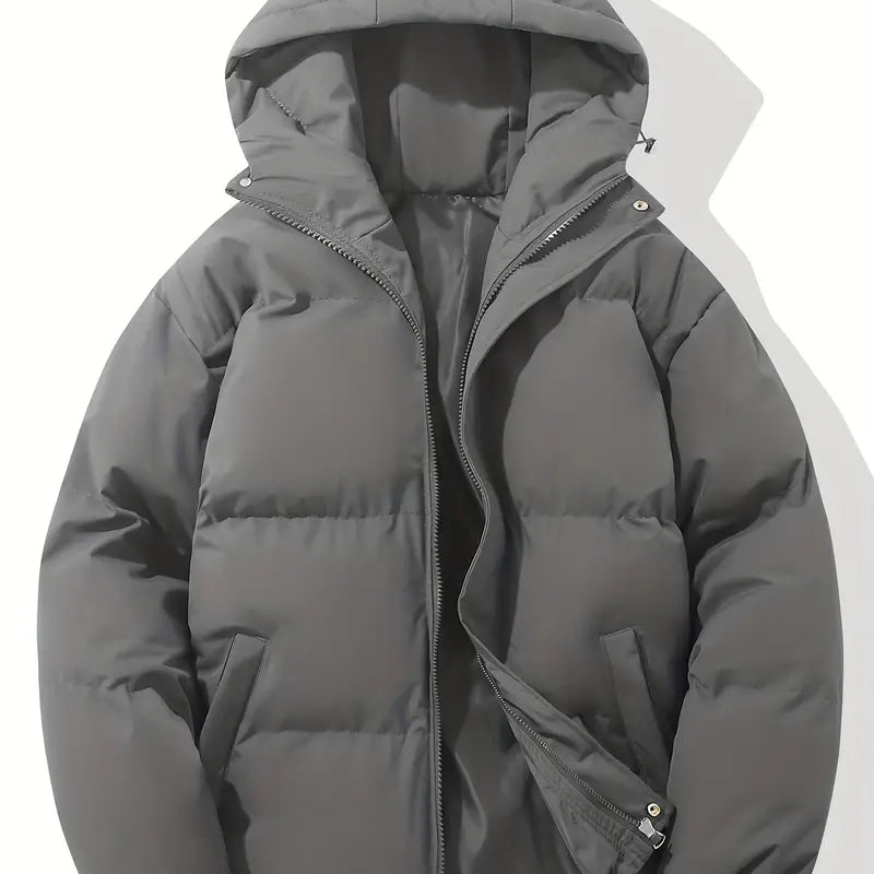 Hooded Puffer Jacket with Zip-Front and Drawstring Hem