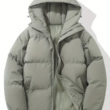 Hooded Puffer Jacket with Zip-Front and Drawstring Hem