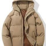 Hooded Puffer Jacket with Zip-Front and Drawstring Hem