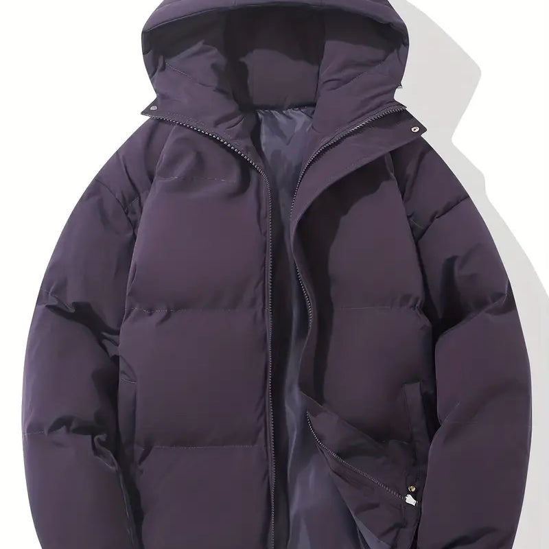 Hooded Puffer Jacket with Zip-Front and Drawstring Hem