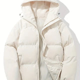 Hooded Puffer Jacket with Zip-Front and Drawstring Hem