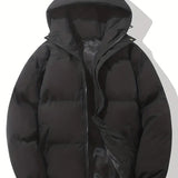 Hooded Puffer Jacket with Zip-Front and Drawstring Hem
