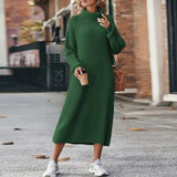Oversized Chunky Ribbed Turtleneck Midi Dress