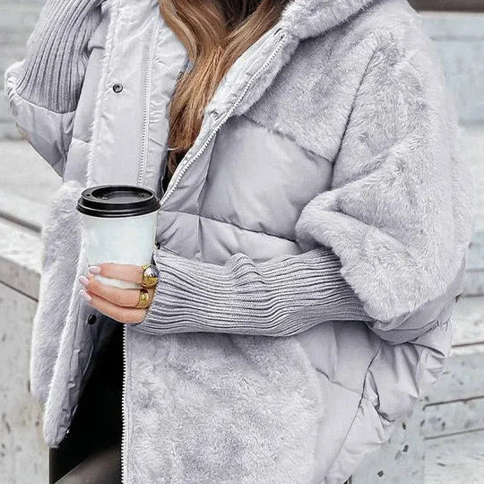 Oversized Hooded Puffer Coat with Faux Fur Trim