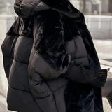 Oversized Hooded Puffer Coat with Faux Fur Trim