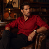 Men's Tailored Long Sleeve Shirt with Point Collar