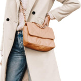 Tailored Double-Breasted Long Coat with Side Pockets